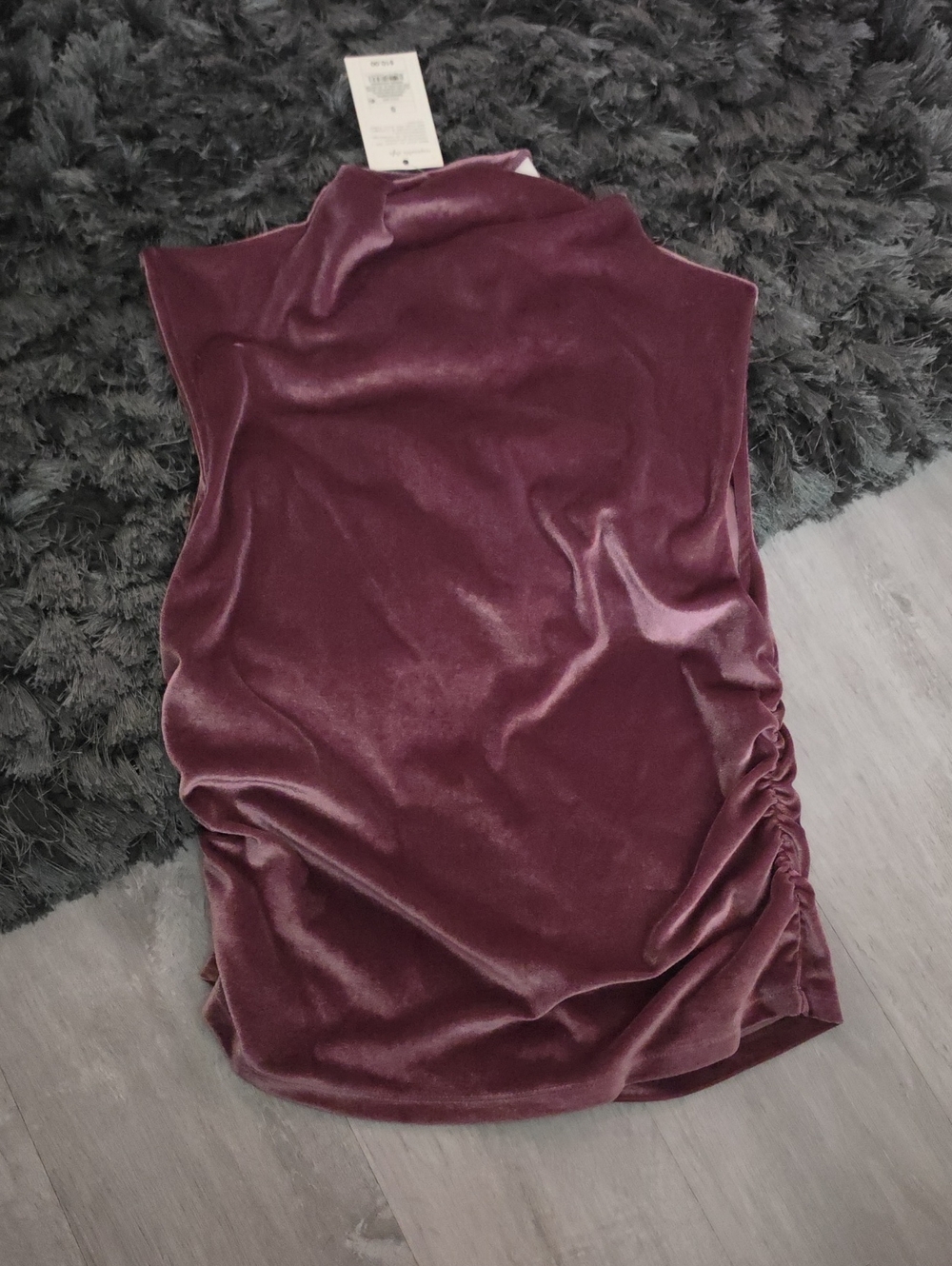 a new day Velvet Sleeveless Mock Neck Camisole in Plum
